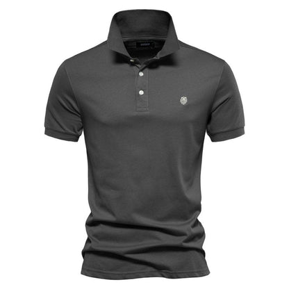 Polo-T-Shirt | Halbknopfleiste | Umgeschlagener Kragen | Polohemden | T-Shirt für Herren-Dunkelgrau-S-Chaps Herrenmode