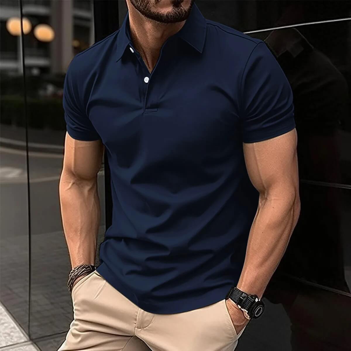Herren Polo T-Shirt Kurzarm Umlegekragen Modern - BerlinGlamour