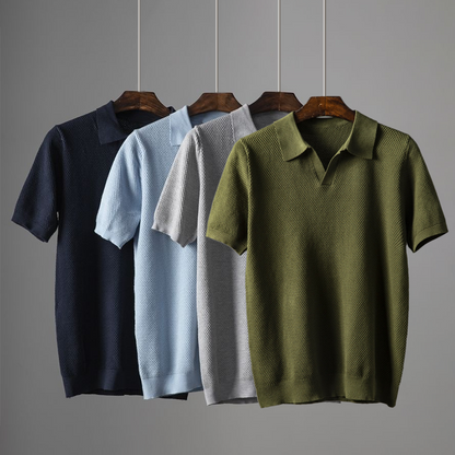 Kurzarm Polo Shirt V-Ausschnitt Knopflos - BerlinGlamour