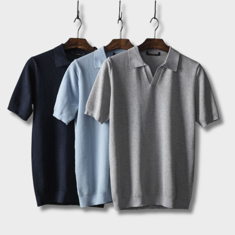 Herren Polo T-Shirt Kurzarm V-Ausschnitt Modern - BerlinGlamour