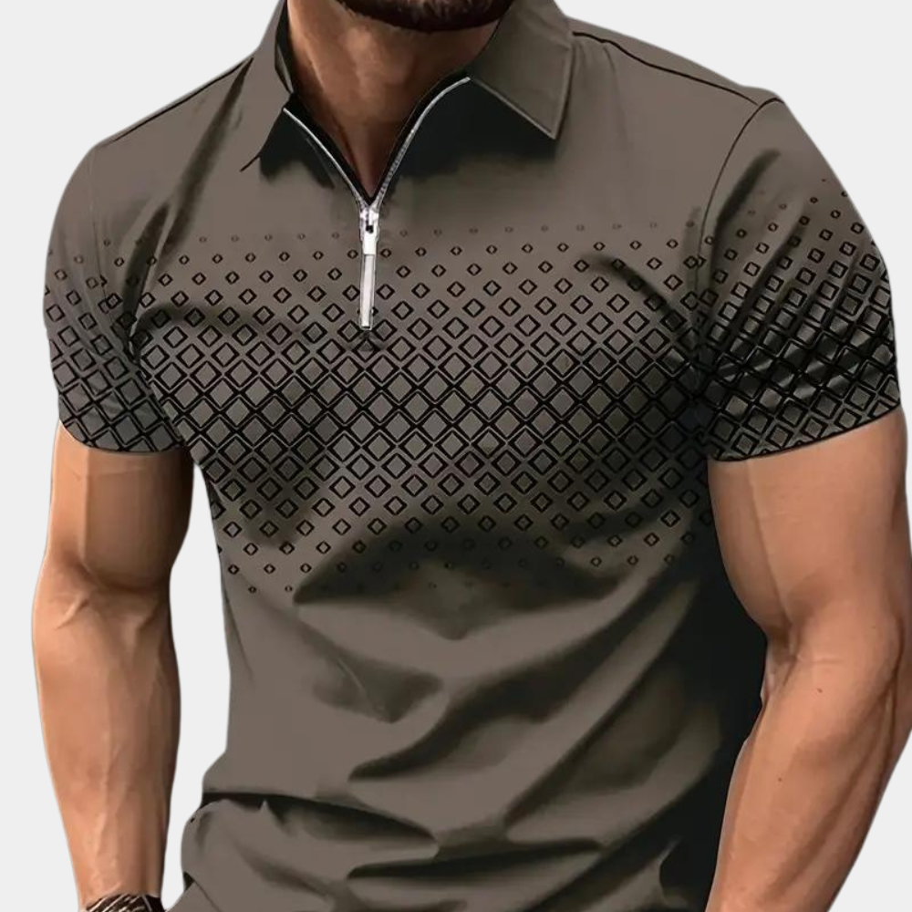 Herren Polo T-Shirt Viertelreißverschluss Modern - BerlinGlamour