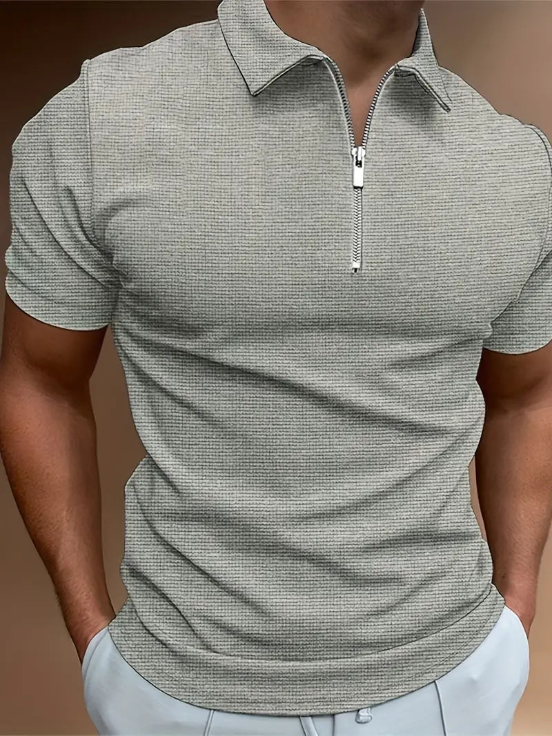 Herren Polo T-Shirt Halsband Zip Up Sportlich - BerlinGlamour