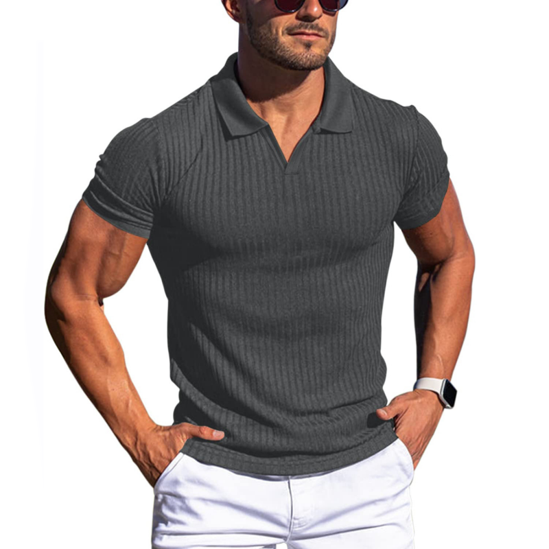 Herren Polo T-Shirt Slim Fit V-Ausschnitt Modern - BerlinGlamour