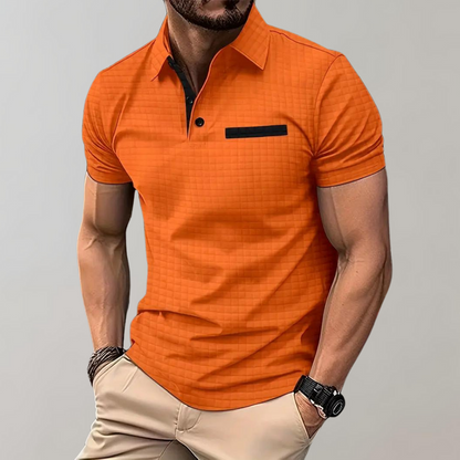 Polohemd - Herren Polohemd mit Knopfleiste für den Sommer-Orange-S-Chaps Herrenmode