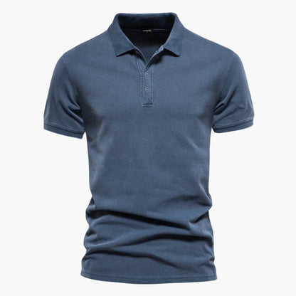 Polohemd – Herren-Polohemd mit kurzen Ärmeln und Knopfleiste am Kragen-Blau-S-Chaps Herrenmode