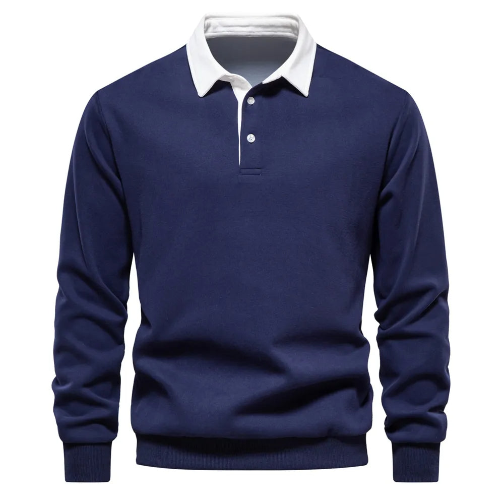 Herren Polohemd Langarm Pullover Sportlich - BerlinGlamour