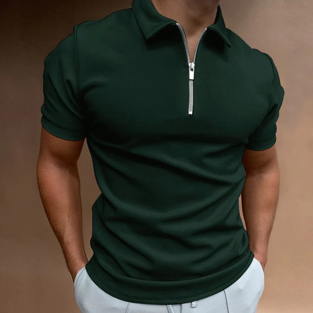 Polohemd | Quarter Zip | Collared | Polo T-Shirt | Herren T-Shirt-Grün-S-Chaps Herrenmode