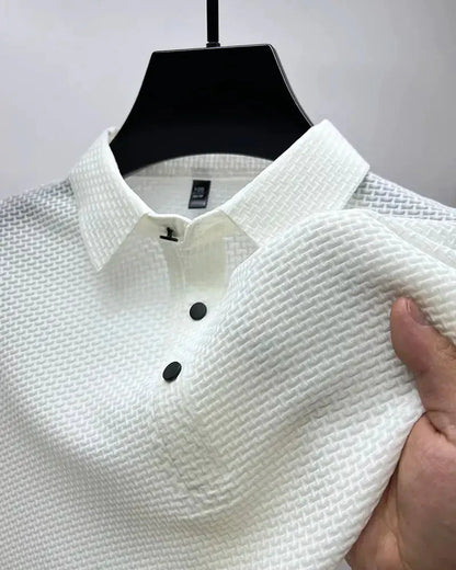 Polohemd – atmungsaktives Kurzarm-Polohemd mit Knöpfen für Herren-Weiß-M-Chaps Herrenmode