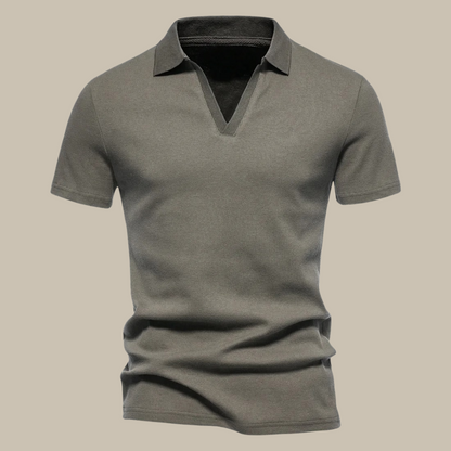 Herren Polohemd V-Ausschnitt Modern Ohne Knöpfe - BerlinGlamour