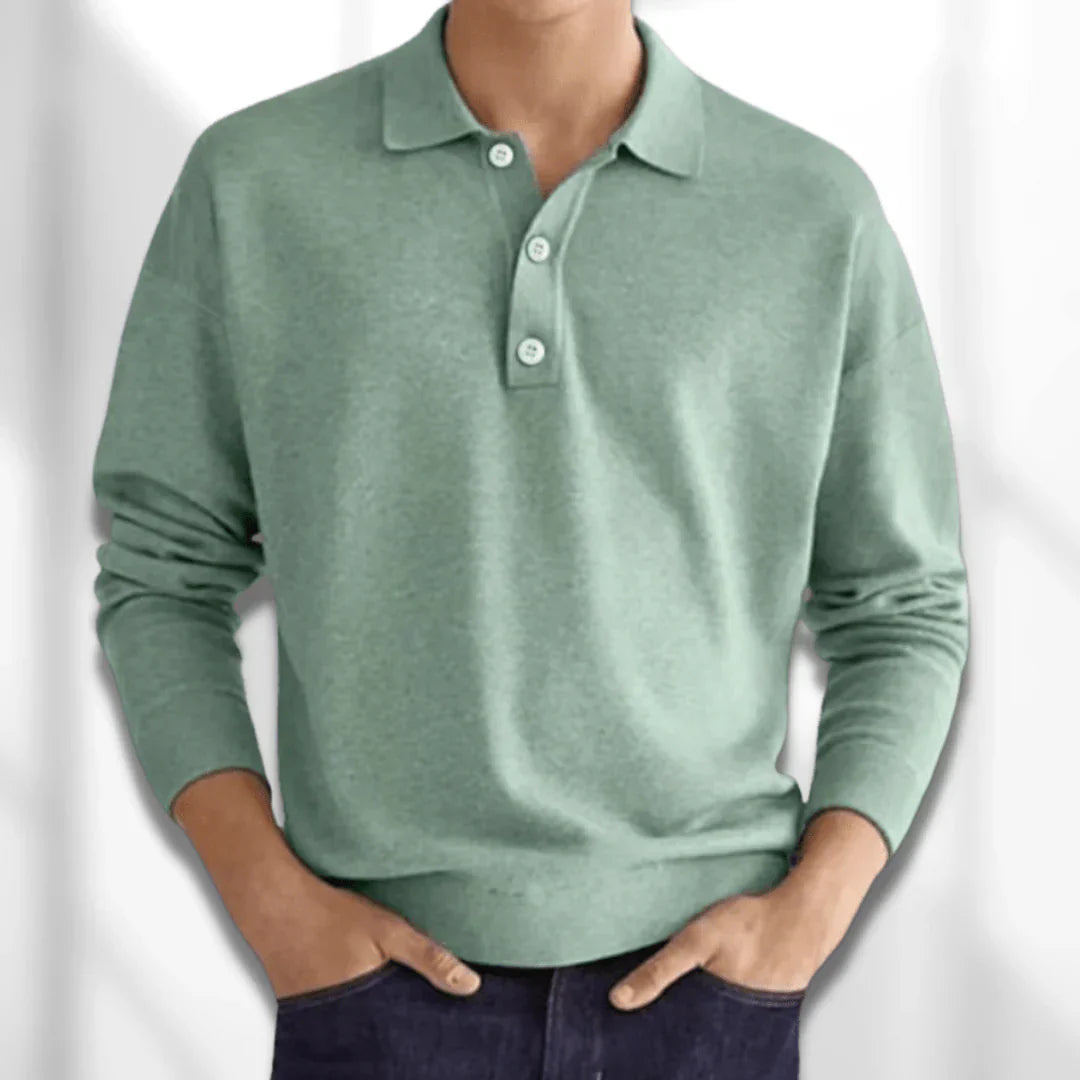 Polopullover | Kragen | Langarm | Poloshirt | Herrenbekleidung-Hellgrün-S-Chaps Herrenmode