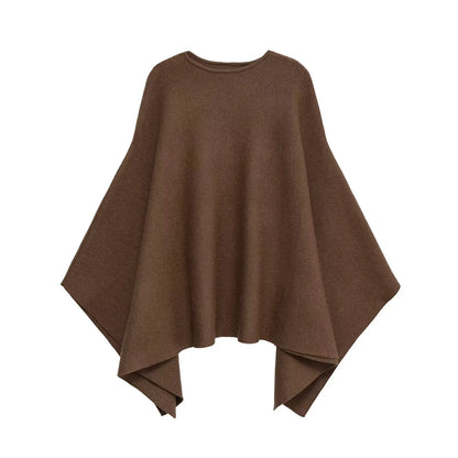 Damen Poncho – Gestrickter Umhang Rundhals - BerlinGlamour
