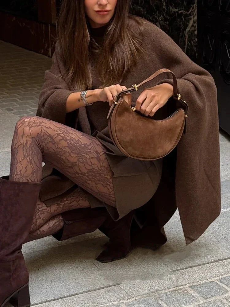 Poncho – Gestrickter Poncho-Umhang mit Rundhalsausschnitt für Damen-Chaps Herrenmode