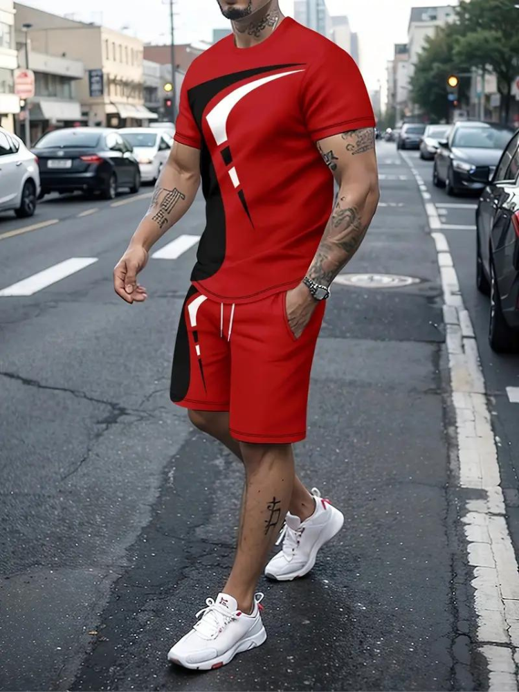 Herren Sommer Outfit: Casual T-Shirt und Shorts Set - BerlinGlamour