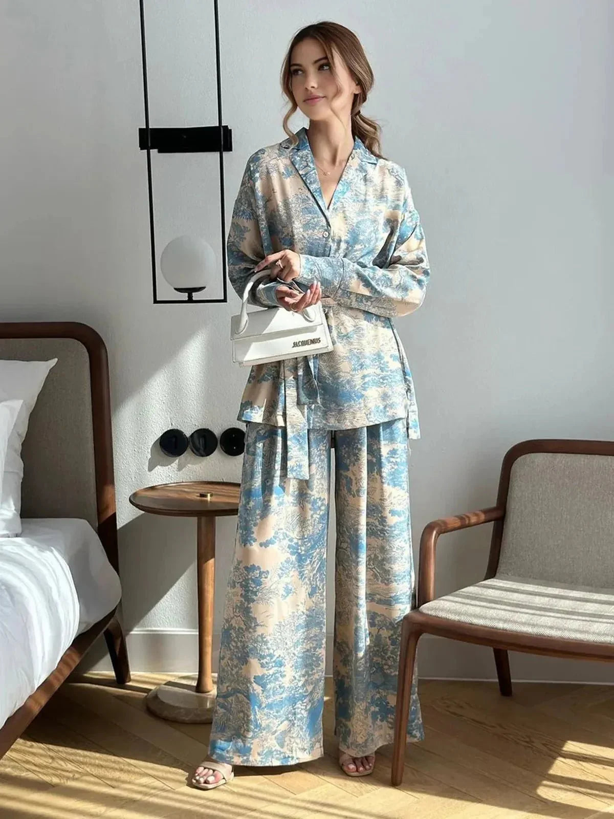 Damen Zweiteiler Set Lässig mit Blumenprint