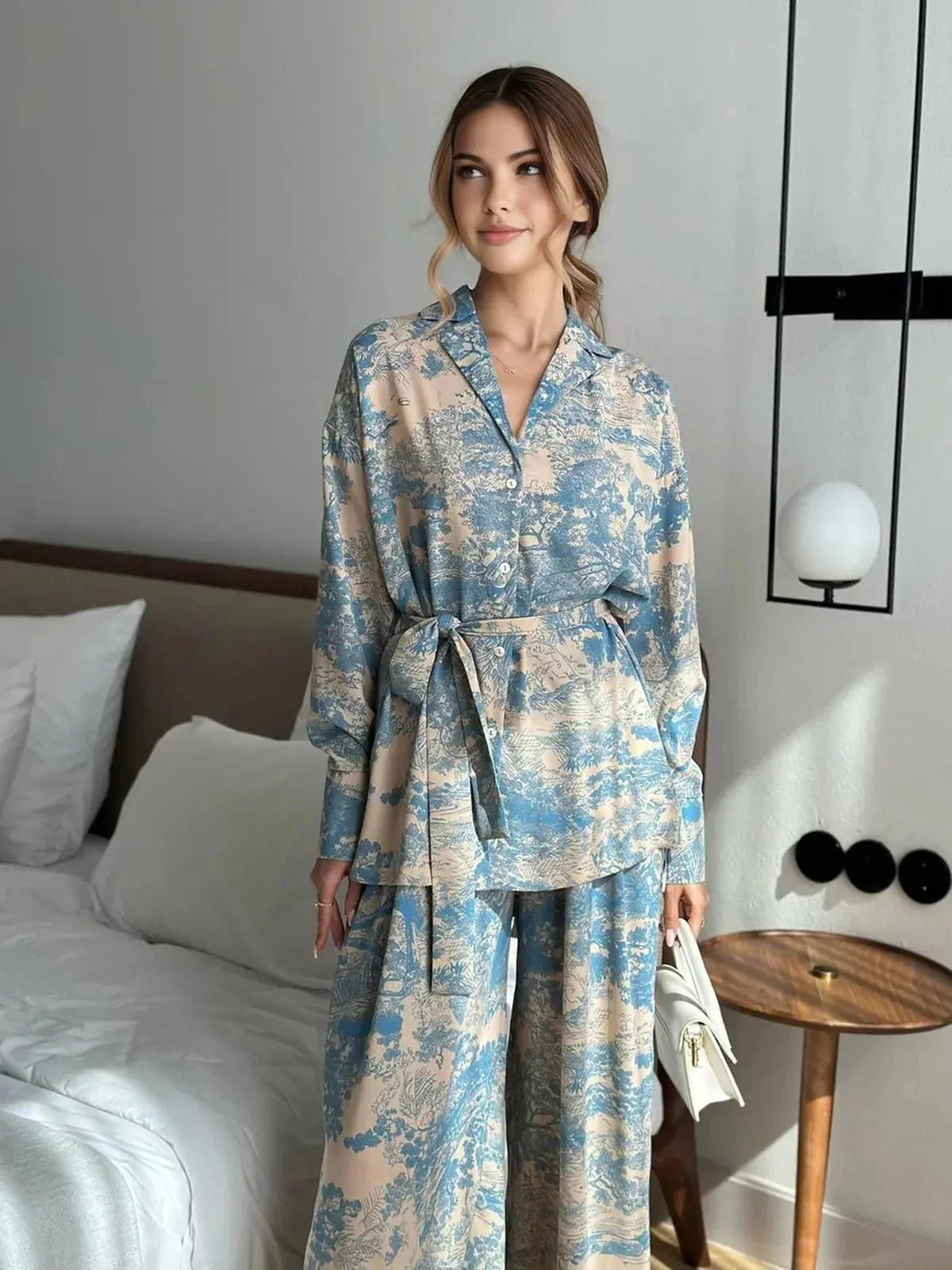 Damen Zweiteiler Set Lässig mit Blumenprint