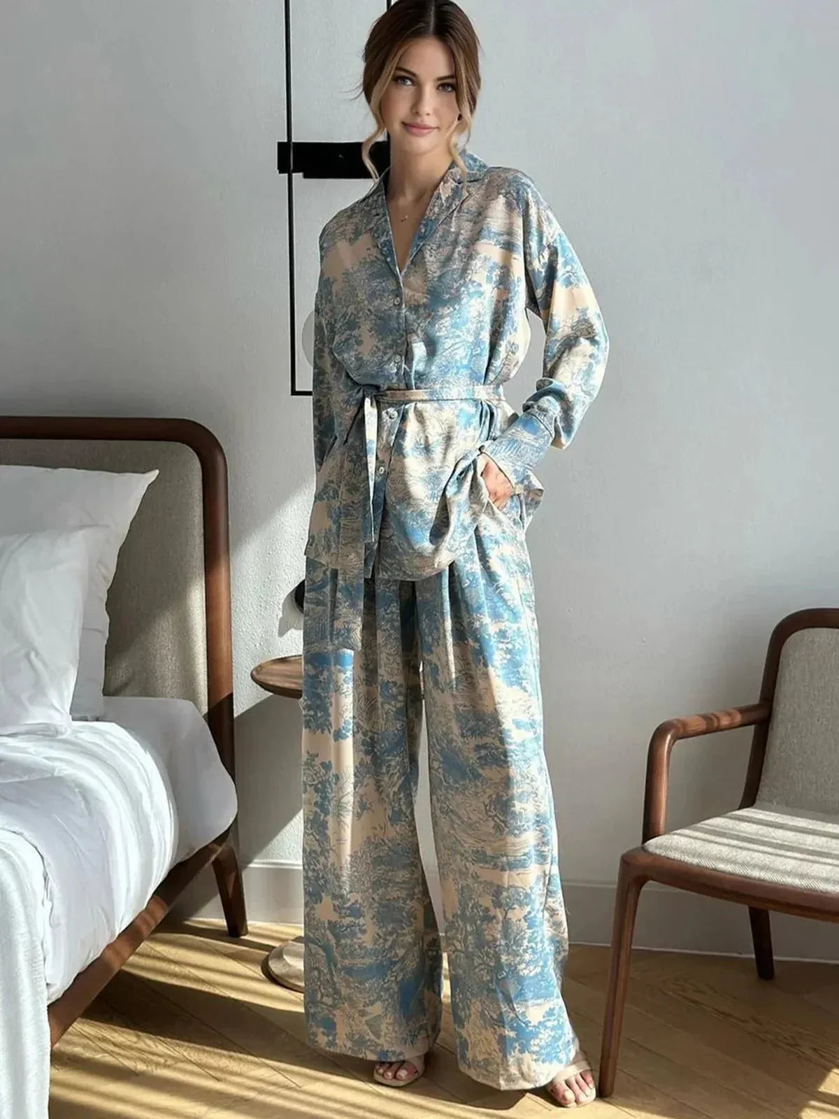 Damen Zweiteiler Set Lässig mit Blumenprint - BerlinGlamour