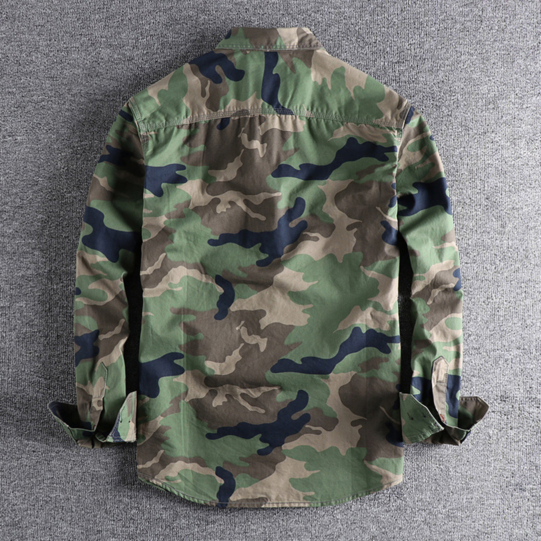Herren Hemd Langarm Camouflage Tarnmuster Robust