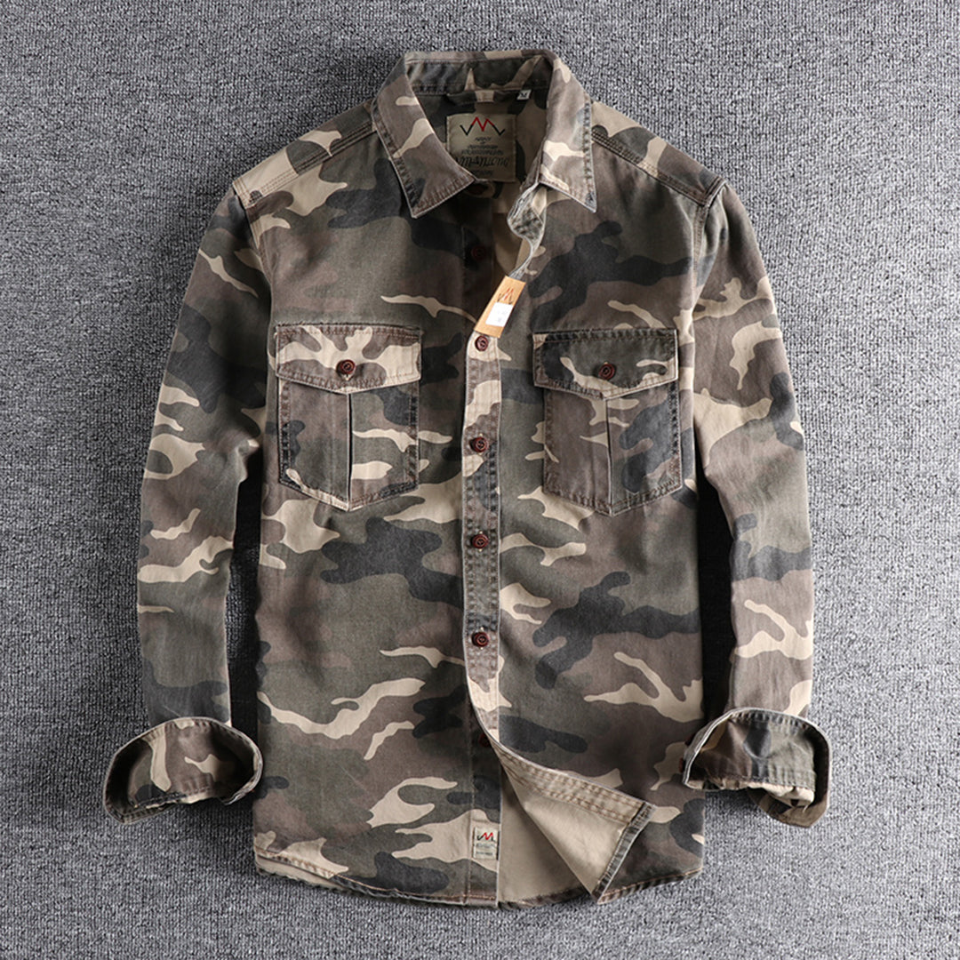 Herren Hemd Langarm Camouflage Tarnmuster Robust