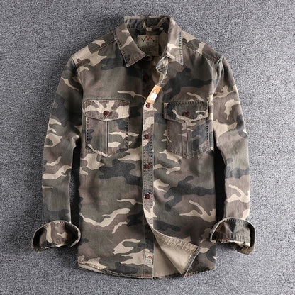 Herren Hemd Langarm Camouflage Tarnmuster Robust