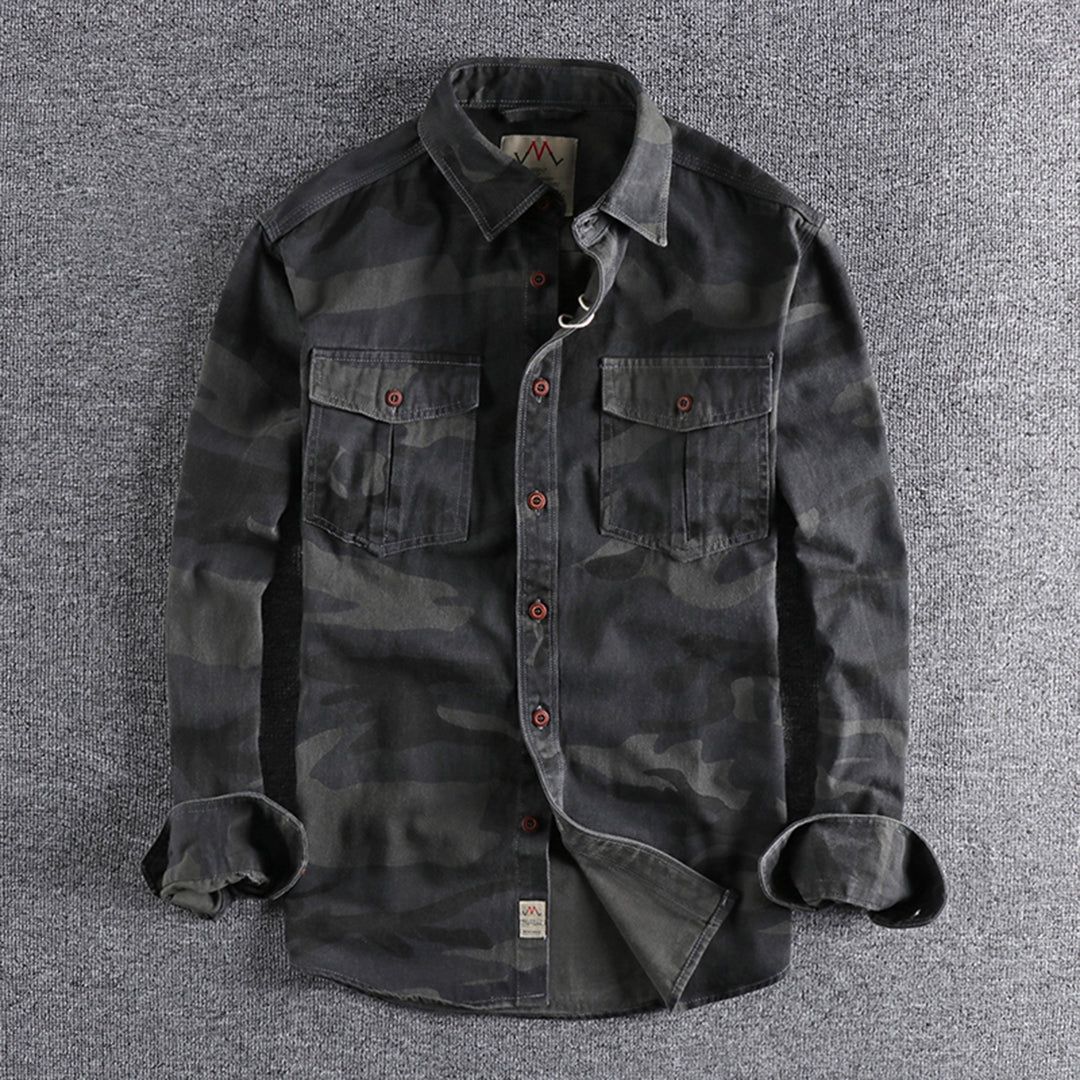 Herren Hemd Langarm Camouflage Tarnmuster Robust