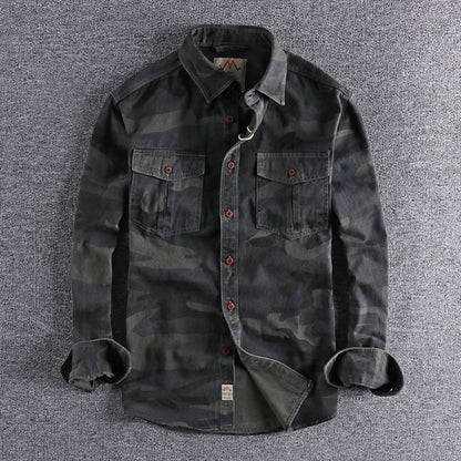 Herren Hemd Langarm Camouflage Tarnmuster Robust