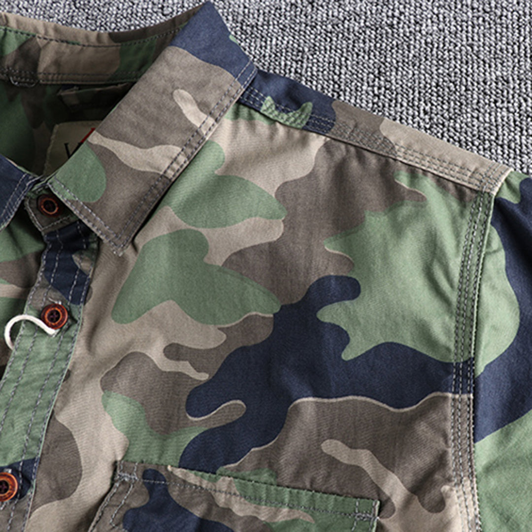 Herren Hemd Langarm Camouflage Tarnmuster Robust