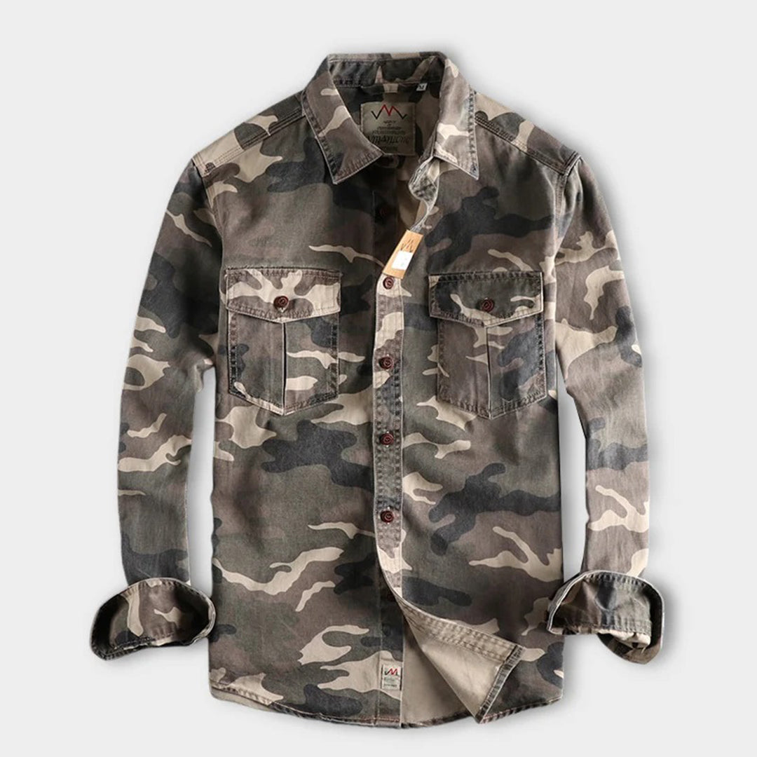 Herren Hemd Langarm Camouflage Tarnmuster Robust - BerlinGlamour