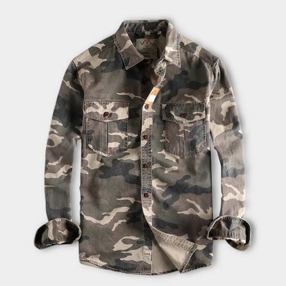 Herren Hemd Langarm Camouflage Tarnmuster Robust - BerlinGlamour