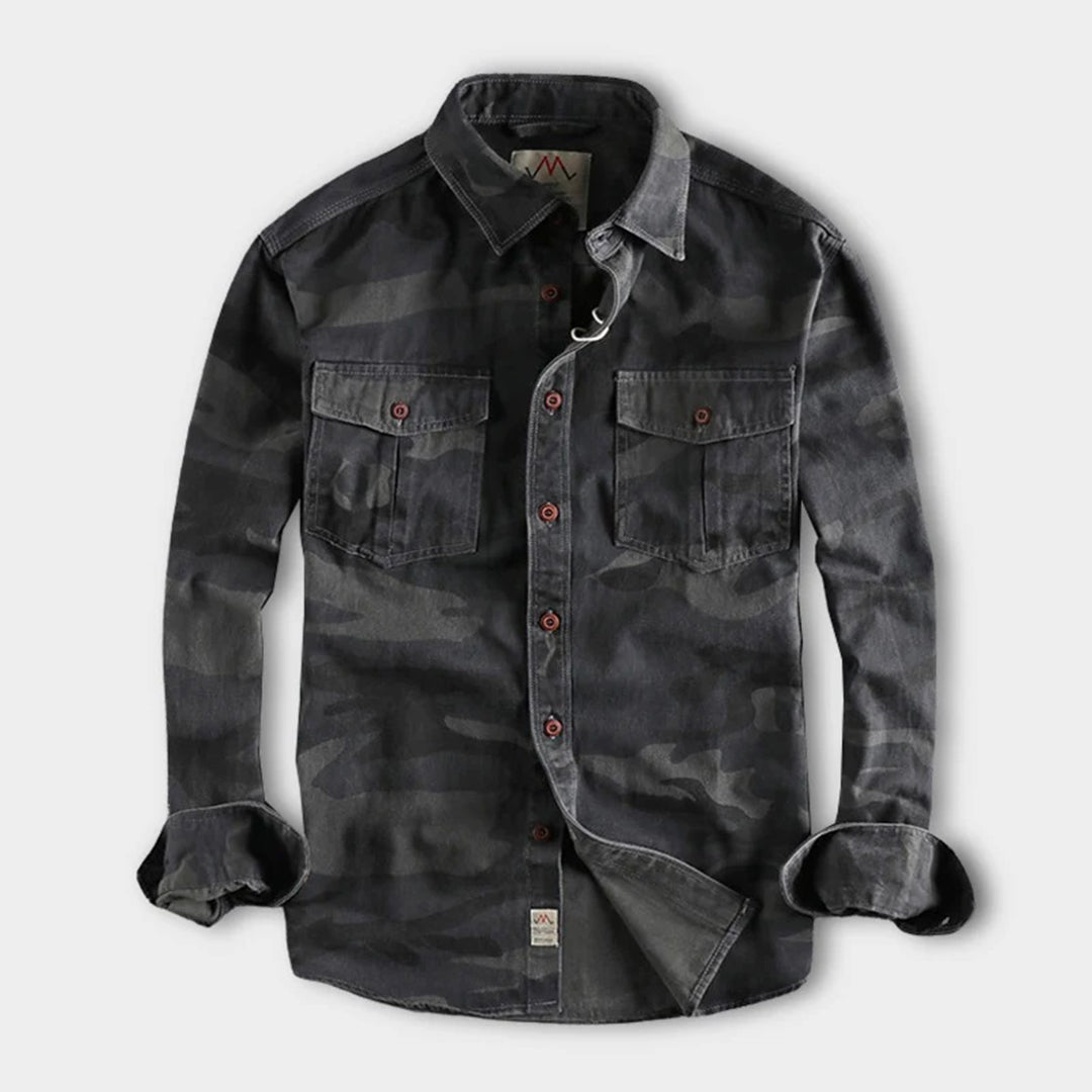 Herren Hemd Langarm Camouflage Tarnmuster Robust