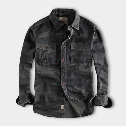 Herren Hemd Langarm Camouflage Tarnmuster Robust