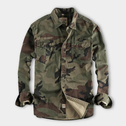 Herren Hemd Langarm Camouflage Tarnmuster Robust