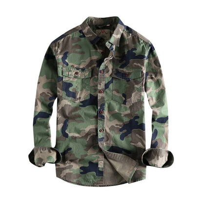 Herren Hemd Langarm Camouflage Tarnmuster Robust
