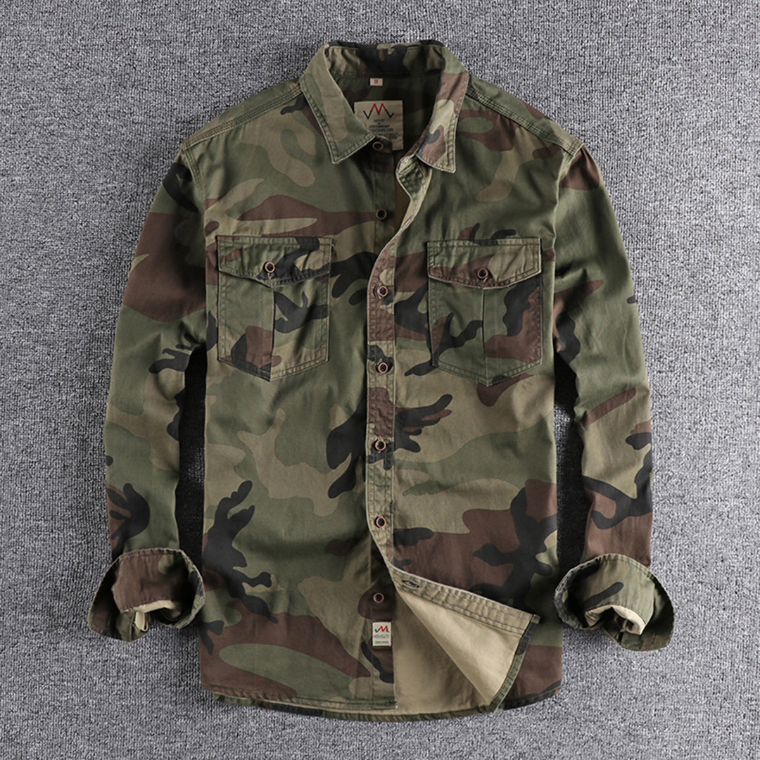 Herren Hemd Langarm Camouflage Tarnmuster Robust