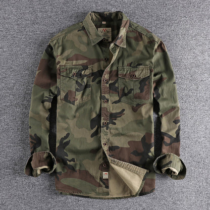 Herren Hemd Langarm Camouflage Tarnmuster Robust