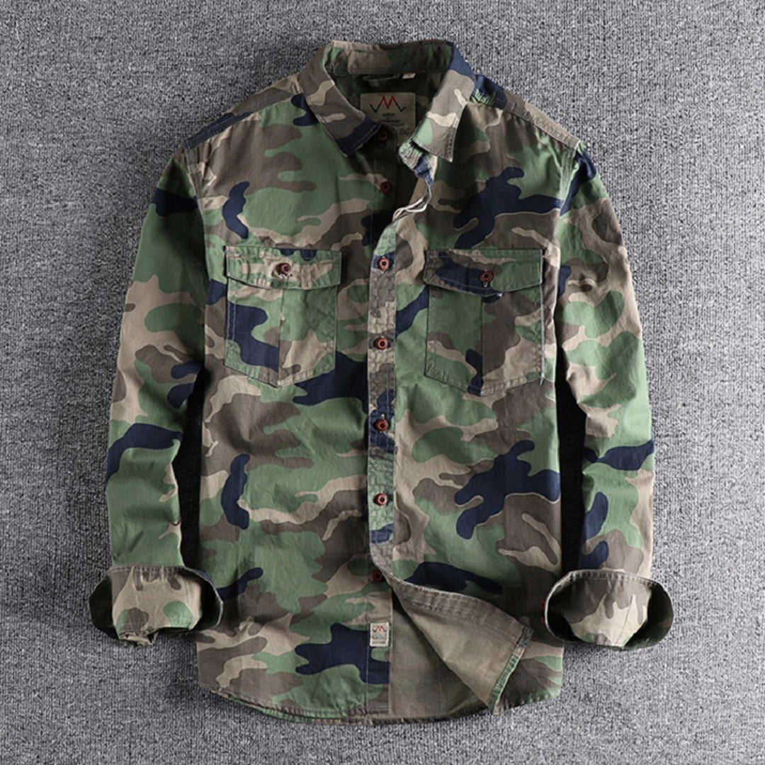 Herren Hemd Langarm Camouflage Tarnmuster Robust