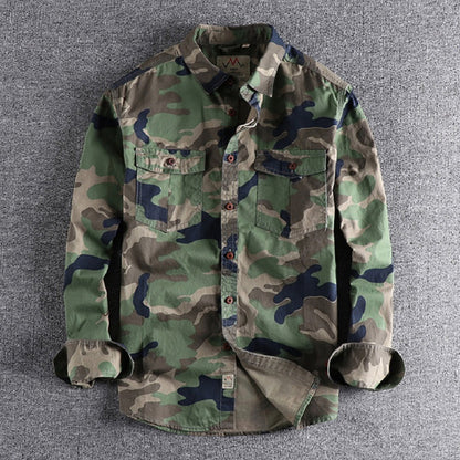 Herren Hemd Langarm Camouflage Tarnmuster Robust