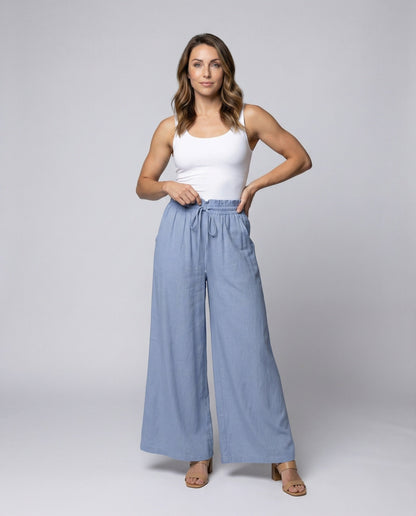 Damen Palazzo-Hose Elastisch Luftig Mit Seitentaschen - BerlinGlamour