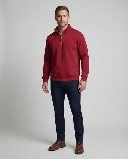 Herren Sportpullover Stehkragen Reißverschluss Modern - BerlinGlamour
