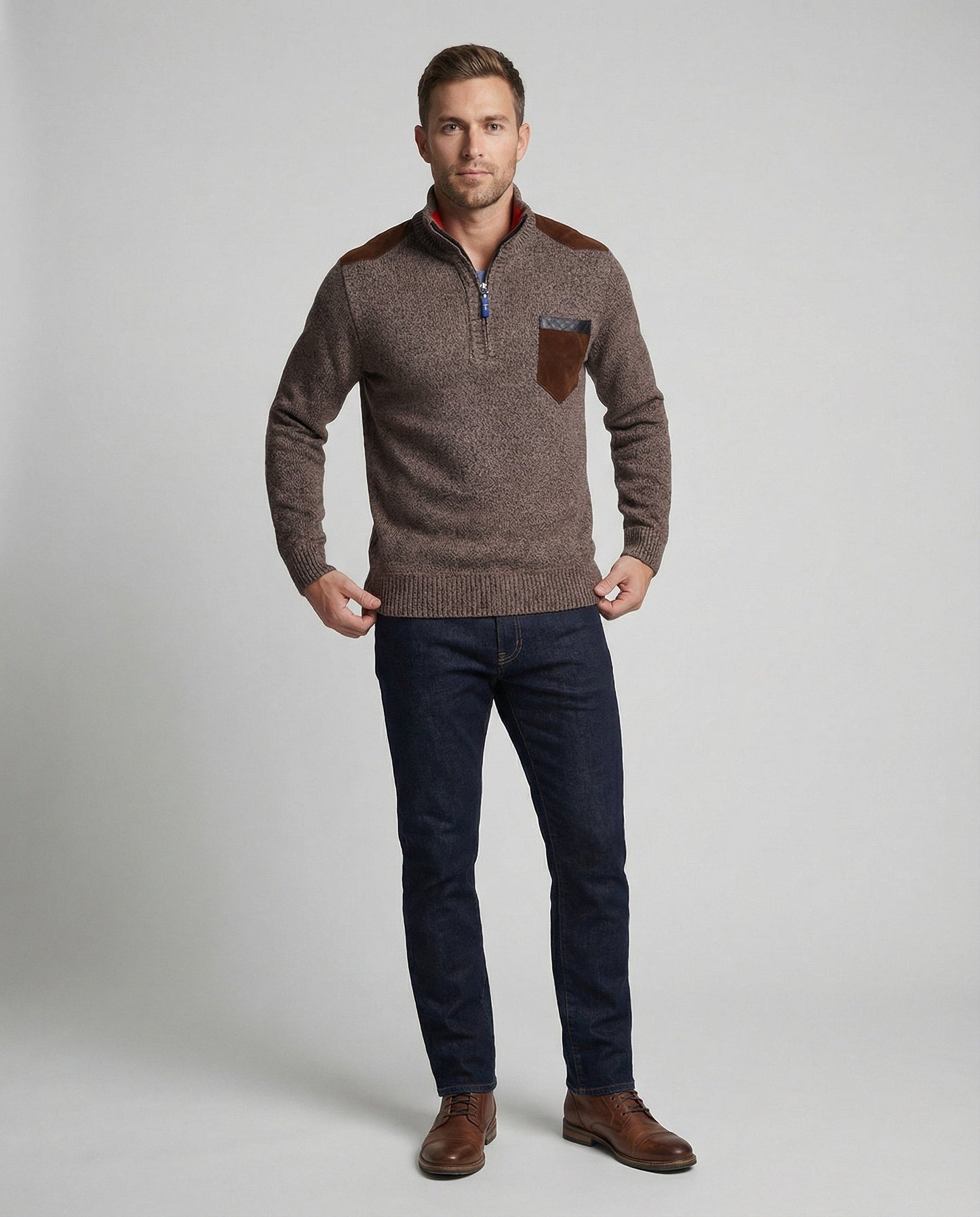 Herren Pullover Stehkragen Reißverschluss Hochwertig Modern - BerlinGlamour