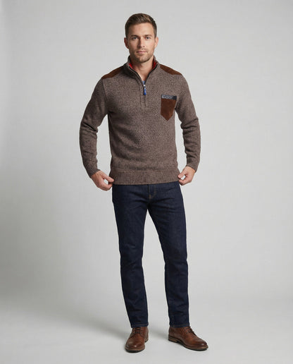 Herren Pullover Stehkragen Reißverschluss Hochwertig Modern - BerlinGlamour