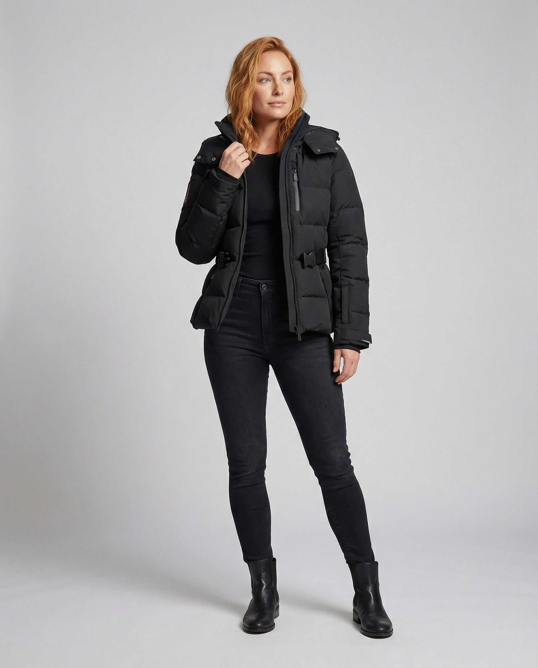 Wattierte Pufferjacke Damen Wasserabweisend mit Gürtel - BerlinGlamour