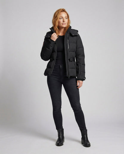 Wattierte Pufferjacke Damen Wasserabweisend mit Gürtel - BerlinGlamour