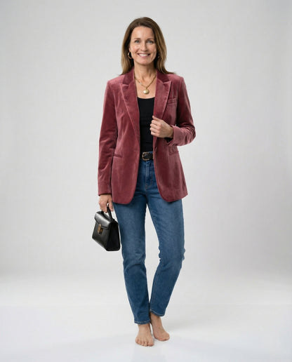 Eleganter Damen Blazer Samt Schwarz - BerlinGlamour