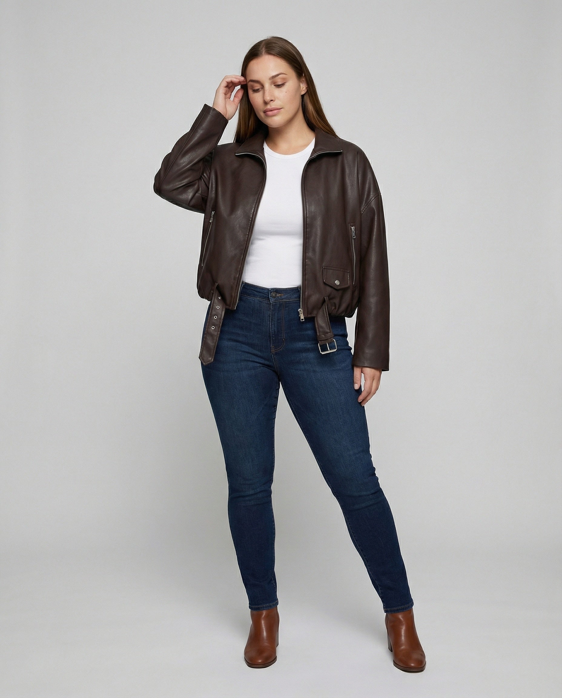 Lederjacke Damen Reißverschluss Schwarz Ledermantel - BerlinGlamour
