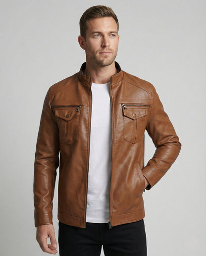 Herren Lederjacke Slim Fit Schwarz Modern - BerlinGlamour
