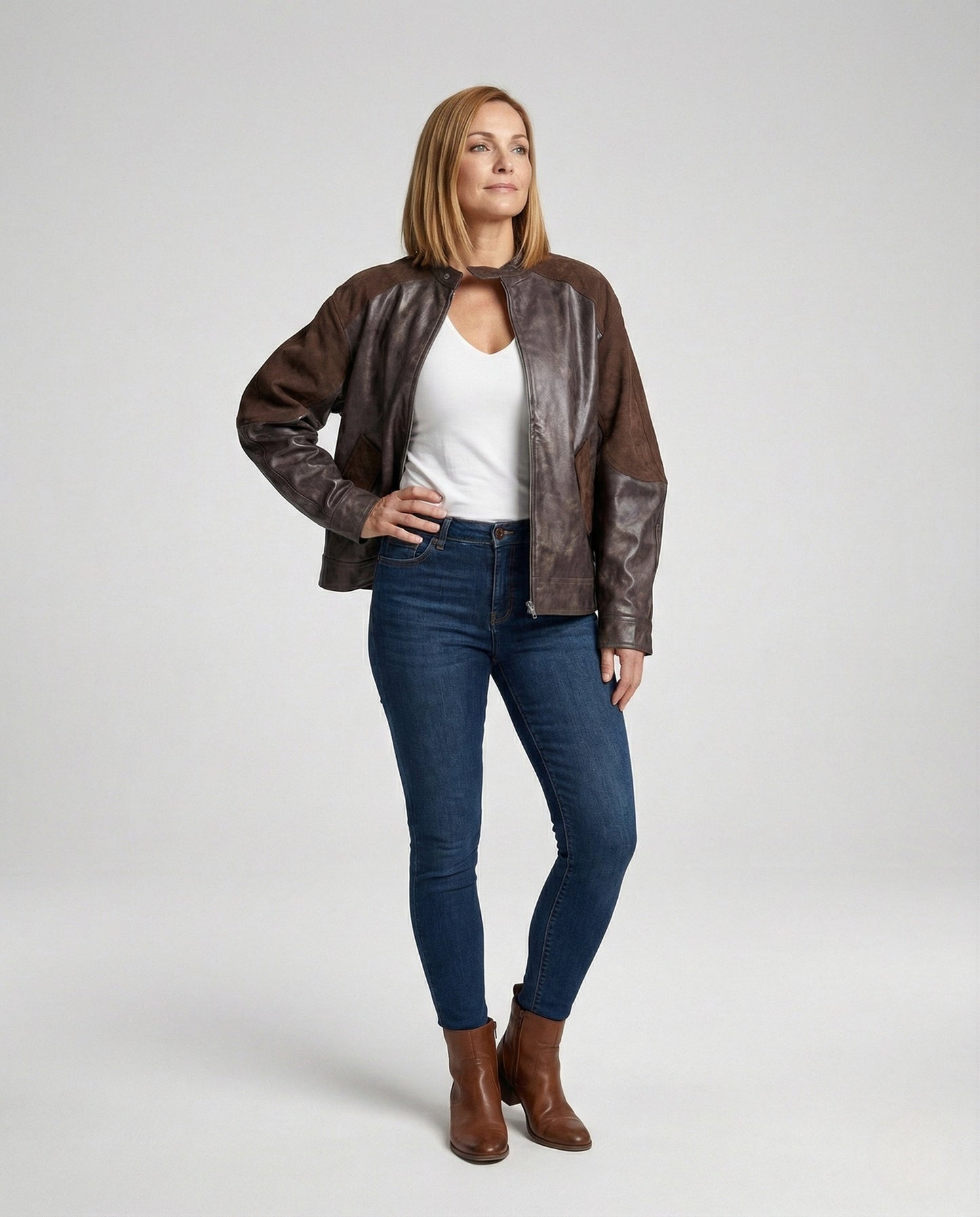 Lederjacke Damen Modern Elastisch Schwarz - BerlinGlamour