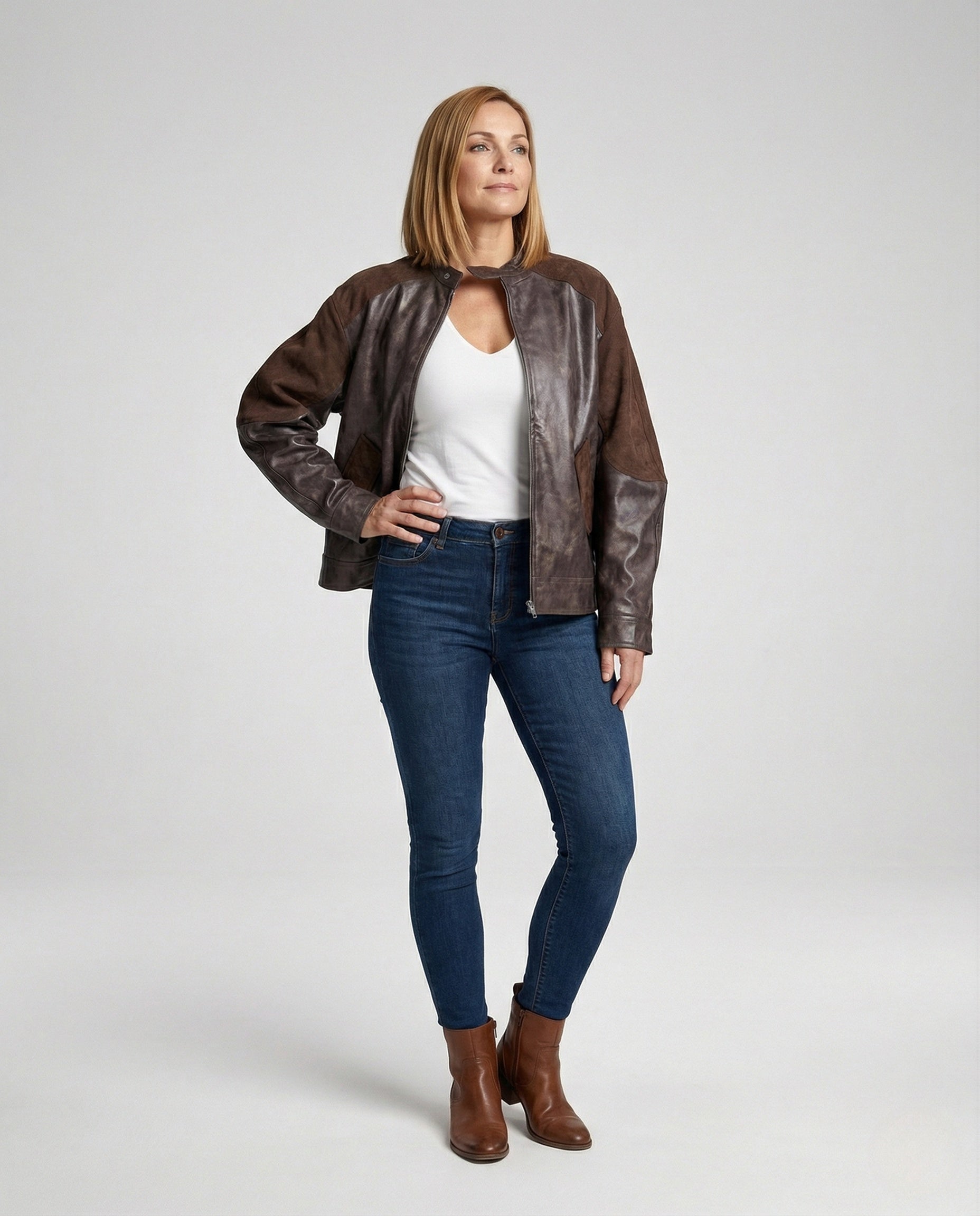 Lederjacke Damen Modern Elastisch Schwarz - BerlinGlamour