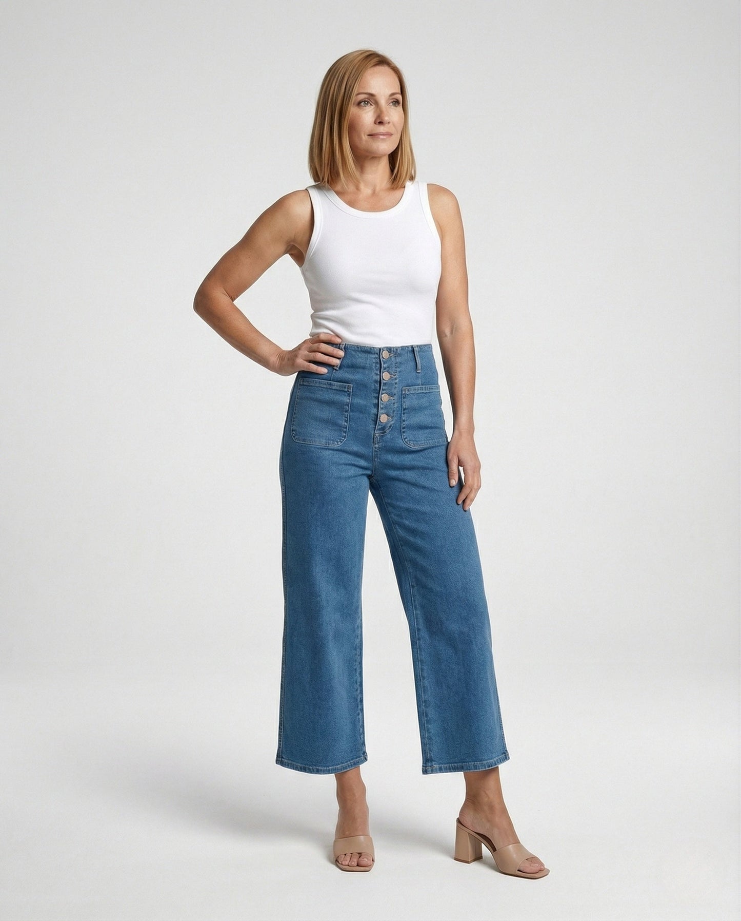 Weite Damen High-Waist Jeans Bequem Elegant - BerlinGlamour
