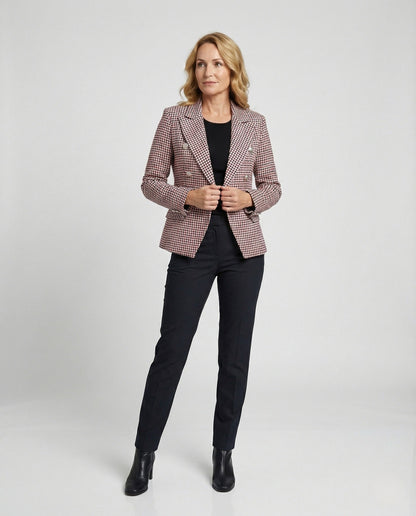 Damen Blazer Klassisch Karo Schwarz Weiß - BerlinGlamour