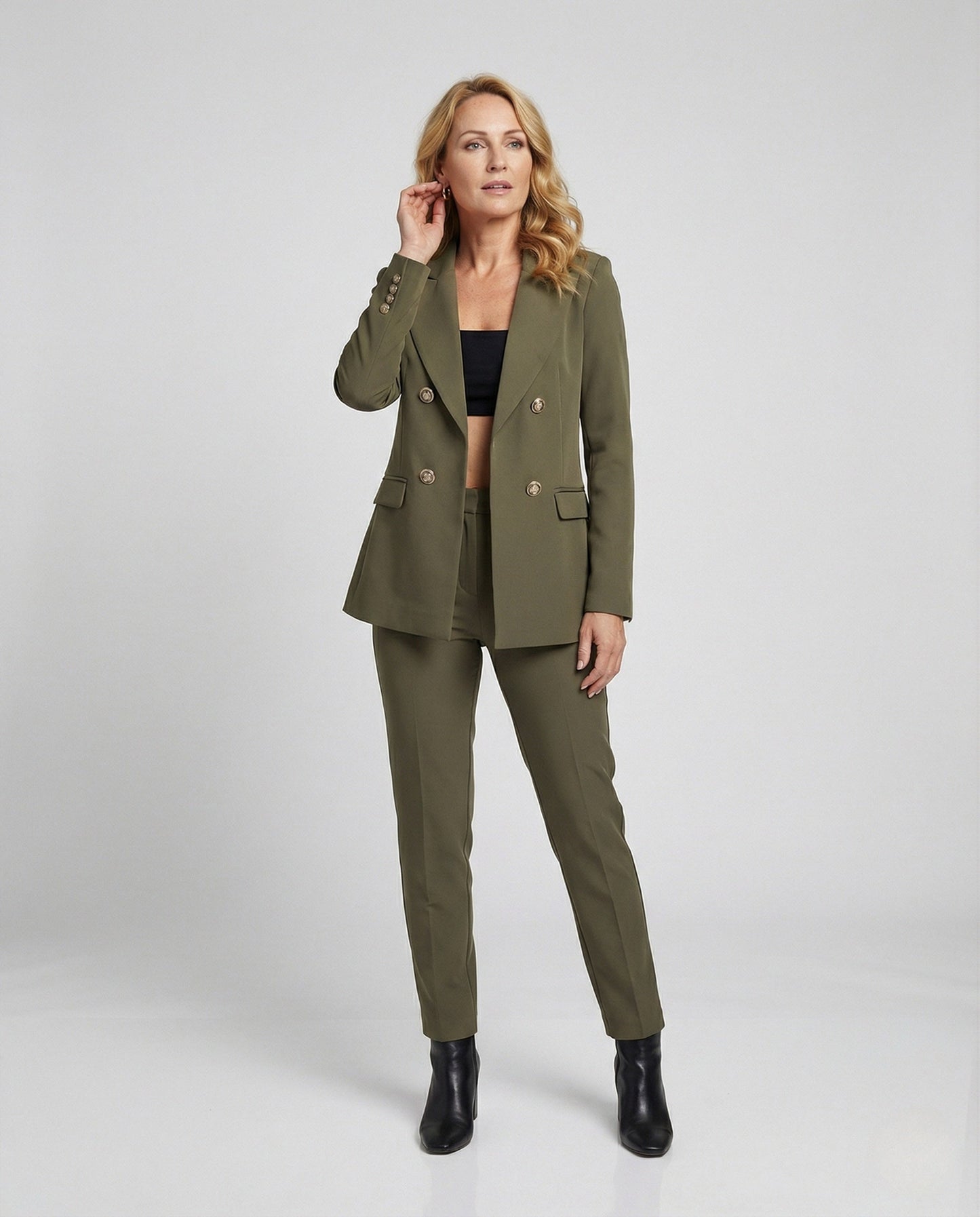 Damen Blazer Elegant Doppelknopf Schwarz - BerlinGlamour